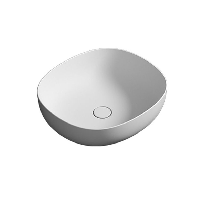 WS Bath Collections Pod 17.7'' Glossy White Ceramic Oval Bathroom Sink, Matte White