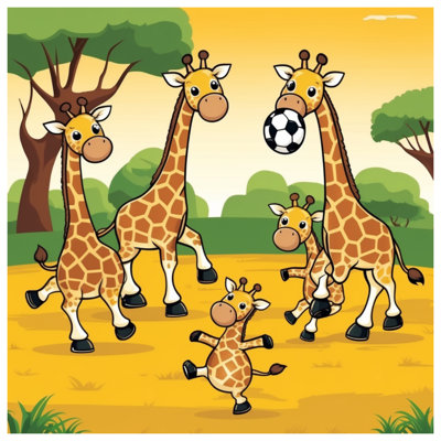 Girafes jouant aux couvertures de soccer