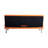 67" Orange Leather Office Sofa Bed, Double Fold, with Coffee Table, Multifunctional