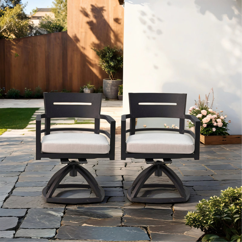 2 chaises de patio pivotantes pour l'extérieur avec coussins, 2 pièces