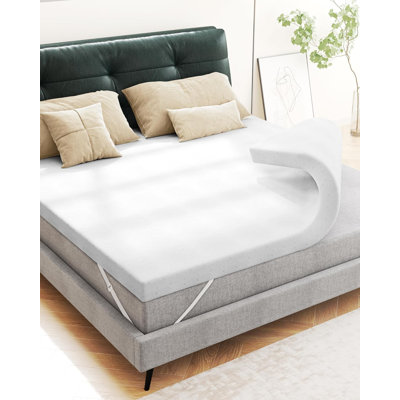  Mattress Topper, 3 inch Queen High Density Memory Foam Mattress Topper with Ultra Soft Cover & Corner Straps, CertiPUR-US Certified, Gray