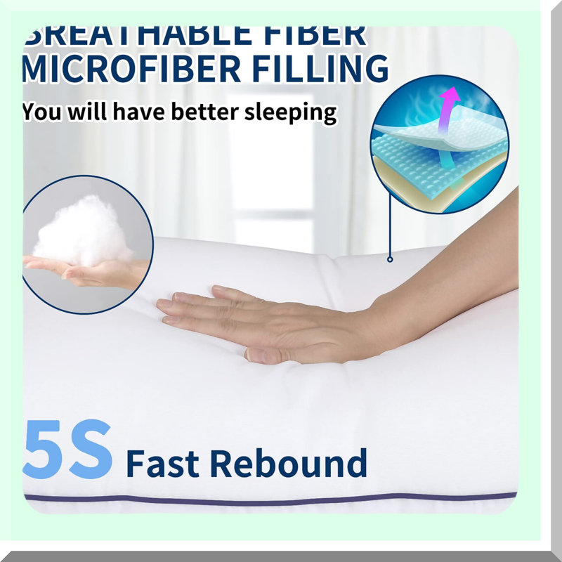 CoolDreams Queen Pillow Set - 2 Pack Cooling Pillows for Side, Back, and Stomach Sleepers. Down Alternative Filling for Luxury Soft Quality. Premium Plush White.