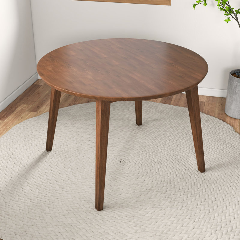 Bannie Round Solid Wood Base Dining Table, Walnut