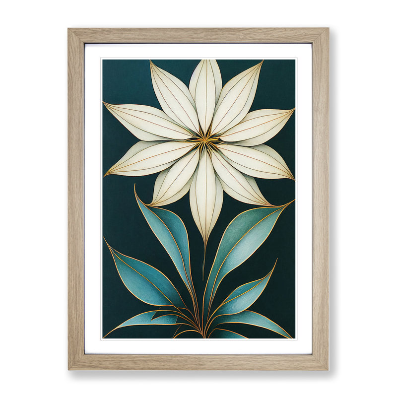 Flower No.8 - Wall Art, 34cm H x 25cm W x 2cm D, Oak Framed Paper
