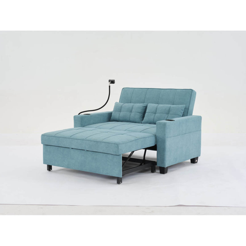 Fauteuil inclinable en cuir futon 3-en-1, Bleu