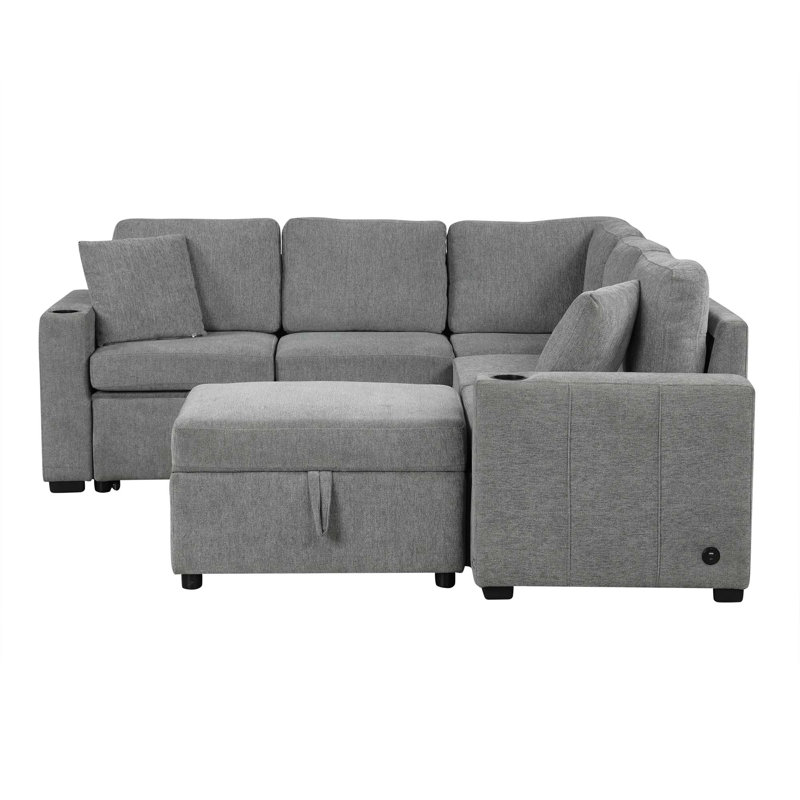 Canapé-lit modulaire convertible en L 84,7 po, Beige