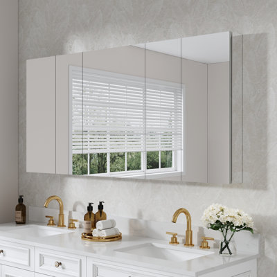 30'H Recessed Or Surface Wall Mount Medicine Cabinet With Adjustable Glass Shelves