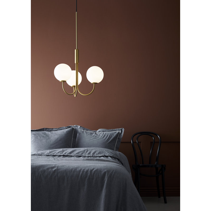 Ballon 3-Light Sphere Chandelier, Satin Brass