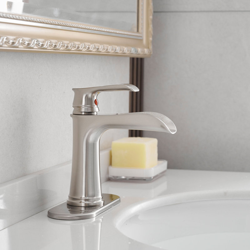 Waterfall Single-Hole Single-Handle Bathroom Faucet, Brushed Nickel