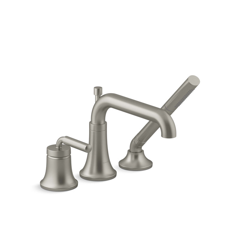 Tone Deck-Mount Bath Faucet With Handshower, Vibrant Brushed Nickel