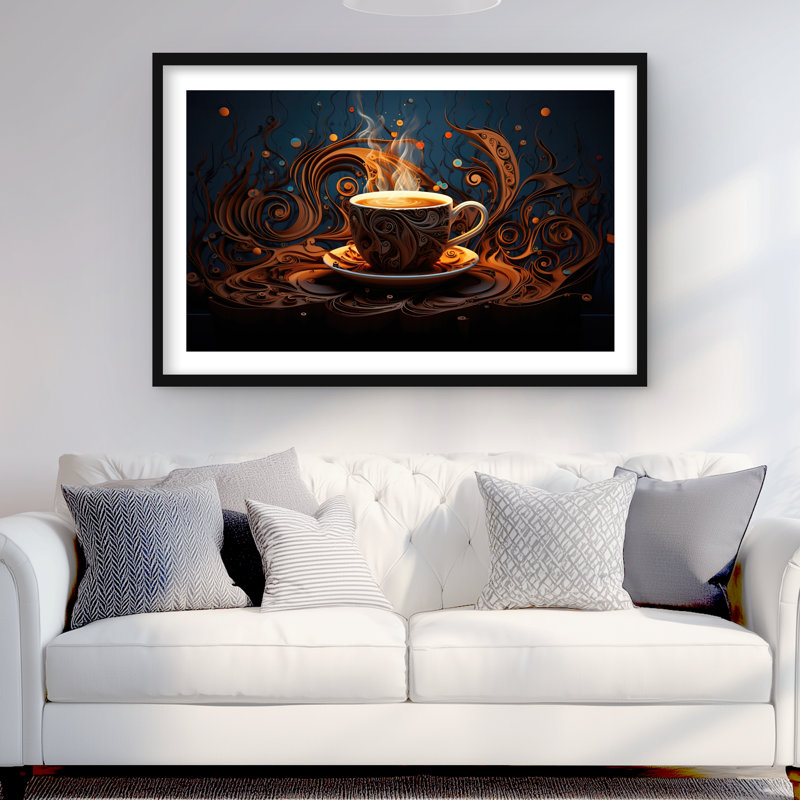 Coffee Trance - Illustration de cuisine encadrée, H 24 po x l 36 po, Noir
