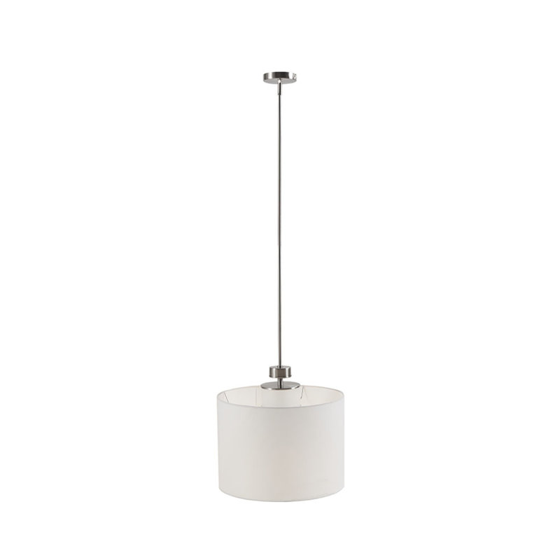 Luminaire suspendu élégant en métal urbain avec abat-jour tambour en coton pour espaces modernes