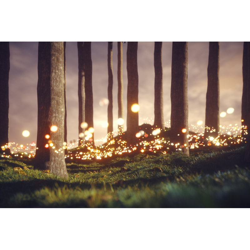 Forêt mystérieuse avec des globes lumineux par Gremlin, H 20 po x l 30 po