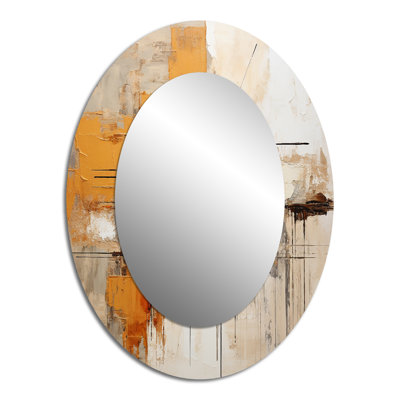Orange Impressions II - miroir mural ovale jaune