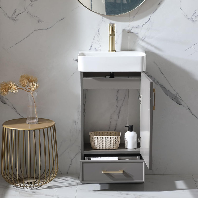 Ensemble de meuble-lavabo simple autoportant 18 po Arbutus, Gris foncé