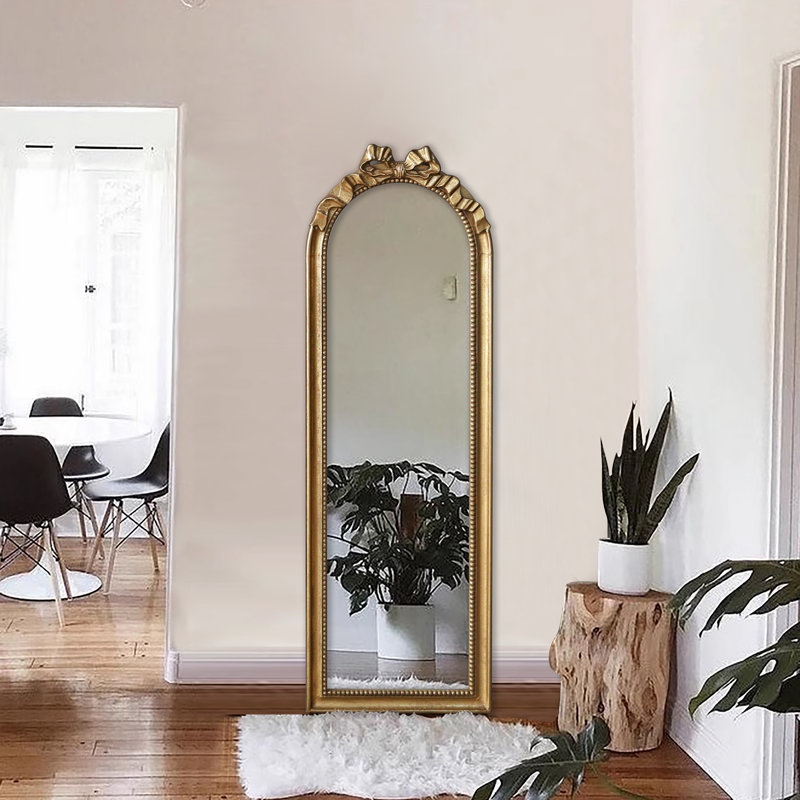 Wall Mounted Mirror with Gold Frame, 48.8" x 15.8", Arch