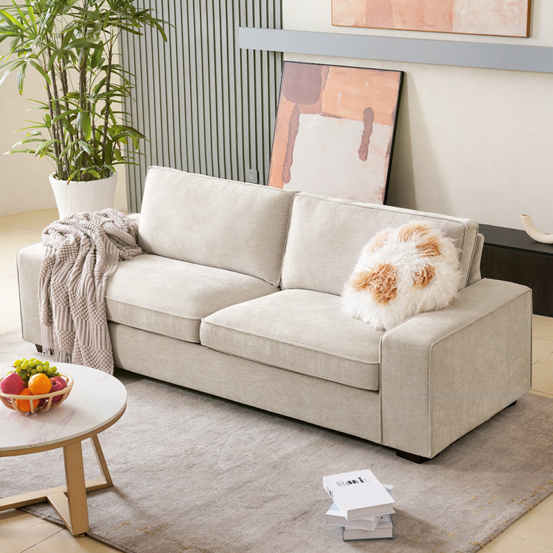 Pinederosa 88.58'' Chenille Square Arm Sofa, Beige