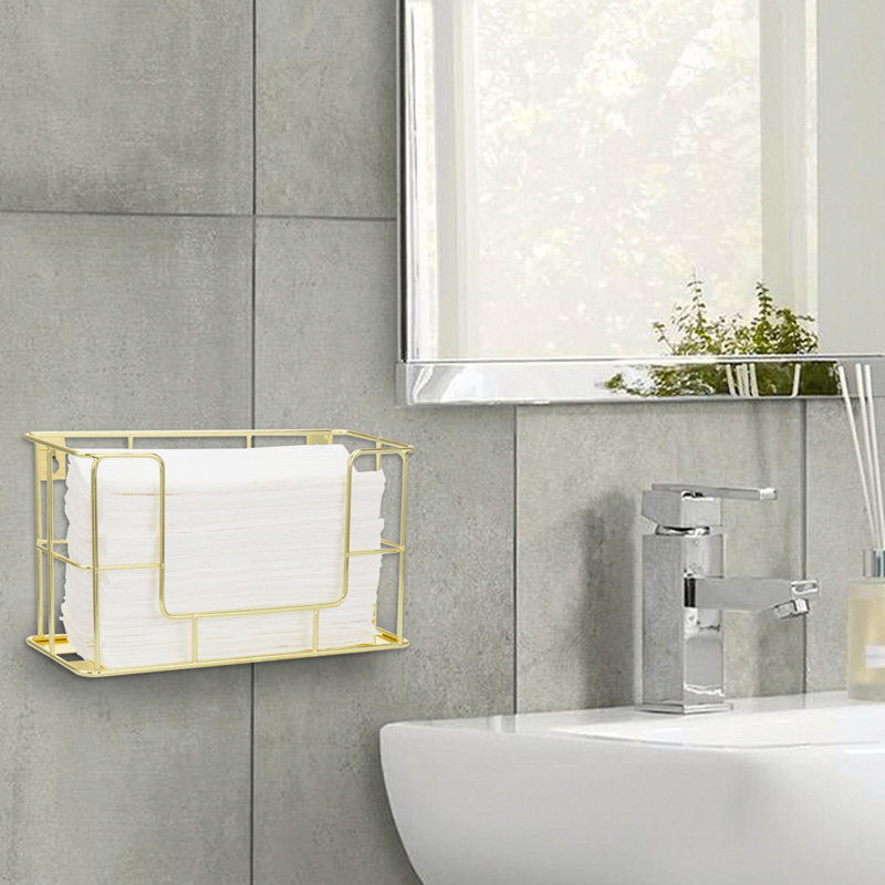 Metal Freestanding and Wall/ Under Cabinet Mounted Paper Towel Holder, Brass