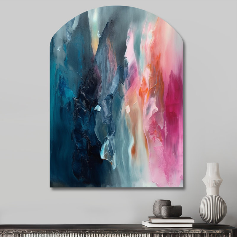 Chinwe - art mural asymétrique en forme d'arche abstraite, H 34 po x l 25 po