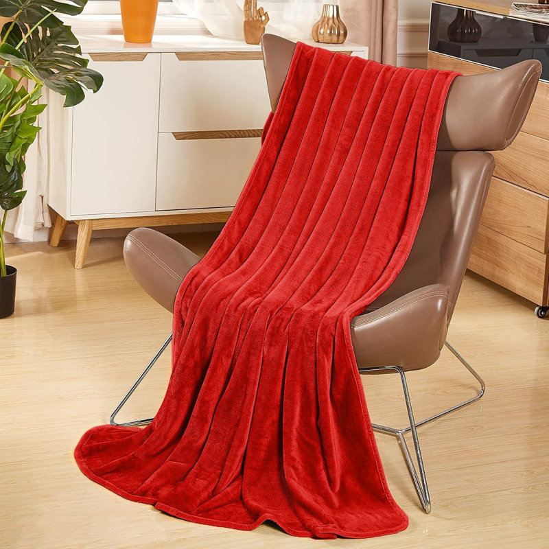 Abiram Plain Weave / Muslin Throw Blanket, 200cm x 150cm, Red