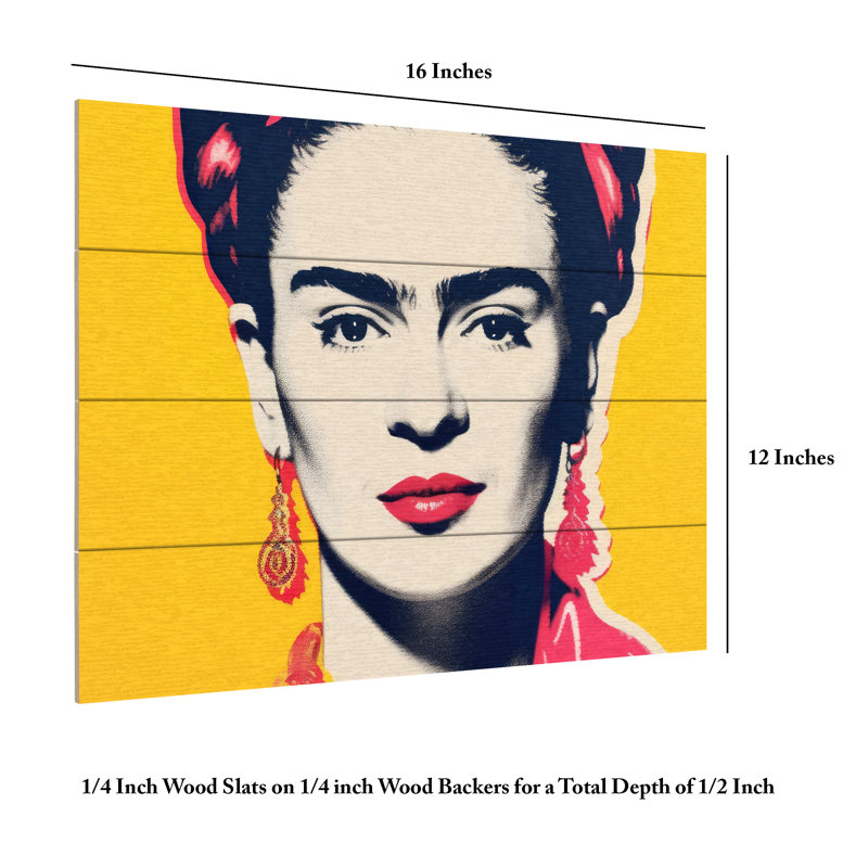 Treechild  Oh Frida No 1 Wood Slat Art, H 18 po x l 22 po