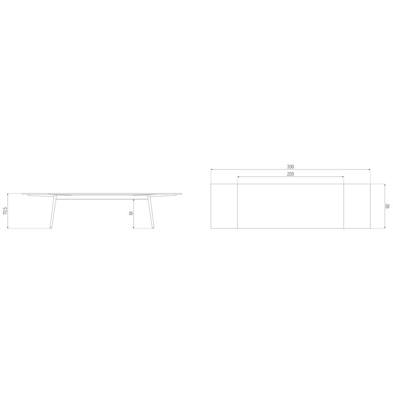 C35A Dining Table, 29.13”H x 86.61”L x 36.22”W