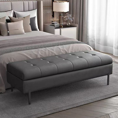 Dark Gray Upholstered Bench