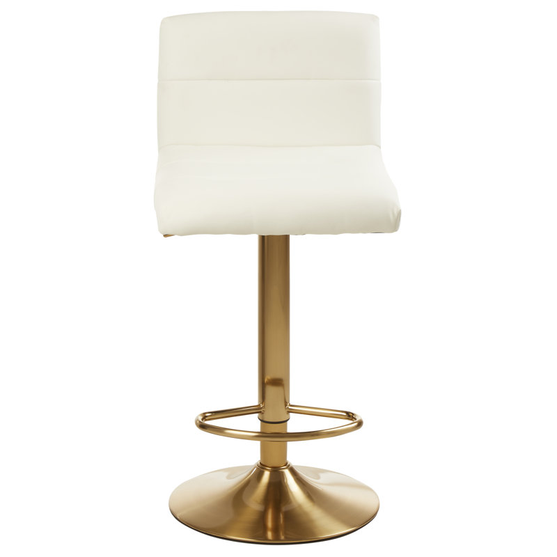 Tricia Swivel Upholstered Adjustable Height Counter Stool with Metal Frame, White