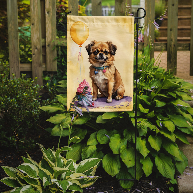 Drapeau de jardin «Happy Birthday», Épagneul tibétain