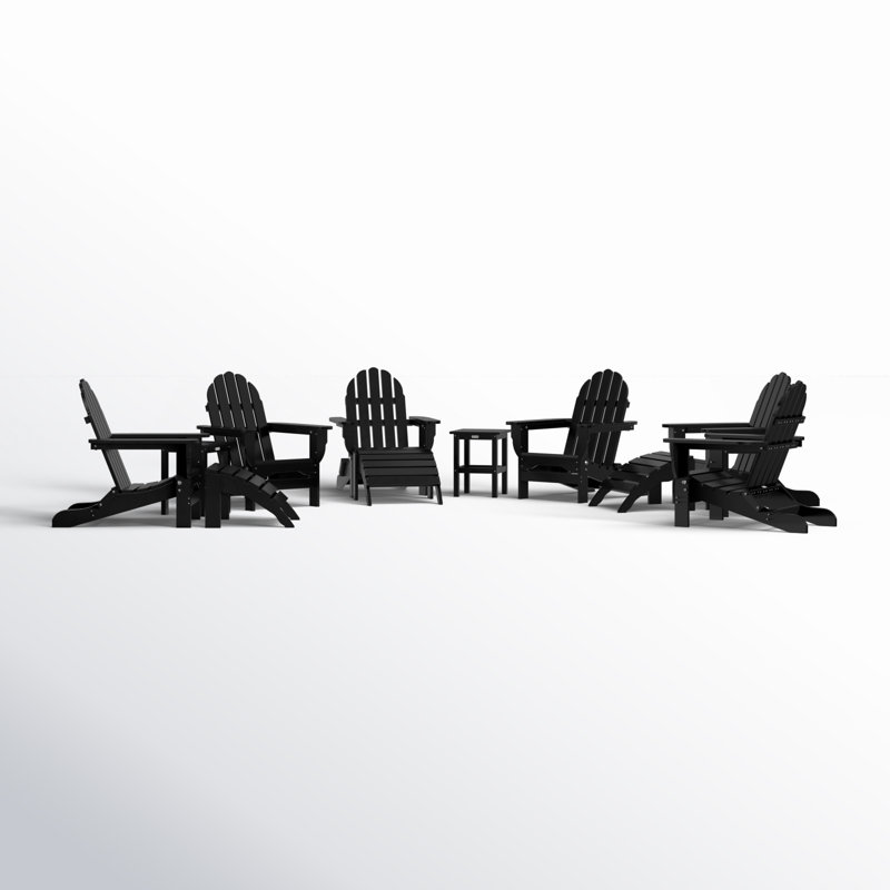 Leighton Foldable Outdoor Adirondack Set, Bright Red