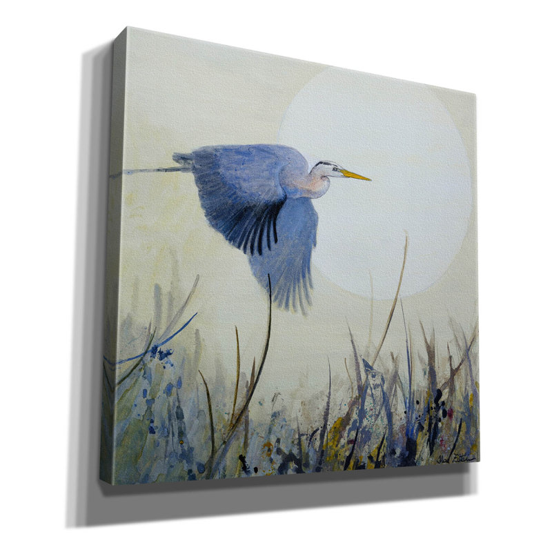 «Soaring Heron» par Floy Zittin, art mural sur toile, H 37 po x l 37 po x P 1,5 po