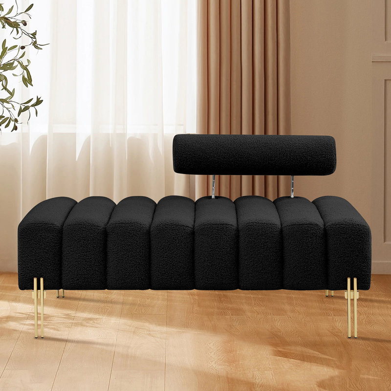 Rhyett Upholstered Bench, Black