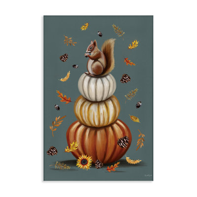 «Squirrel Atop Pumpkin Stack Canvas», conception par Elizabeth Tyndall
