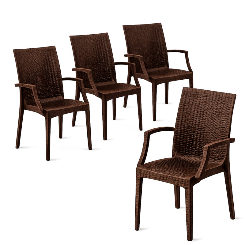 Fauteuil de patio empilable sans assemblage Mace - Chaise de salle à manger moderne en tissu toutes saisons imperméable et robuste