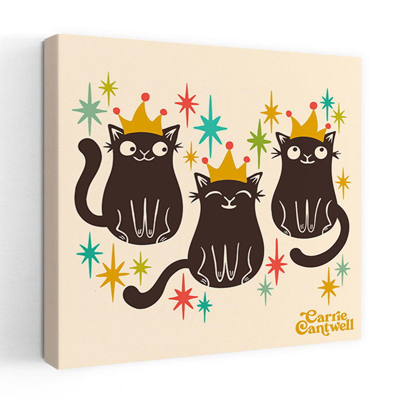 Art contemporain rétro, art de chat, H 48 po x l 48 po
