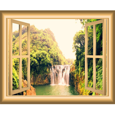 Adhésif décoratif cascade fenêtre 3D