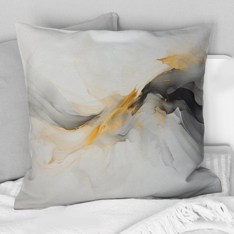Coussin décoratif jaune avec minimalisme Tranquil Abstraction - jaune
