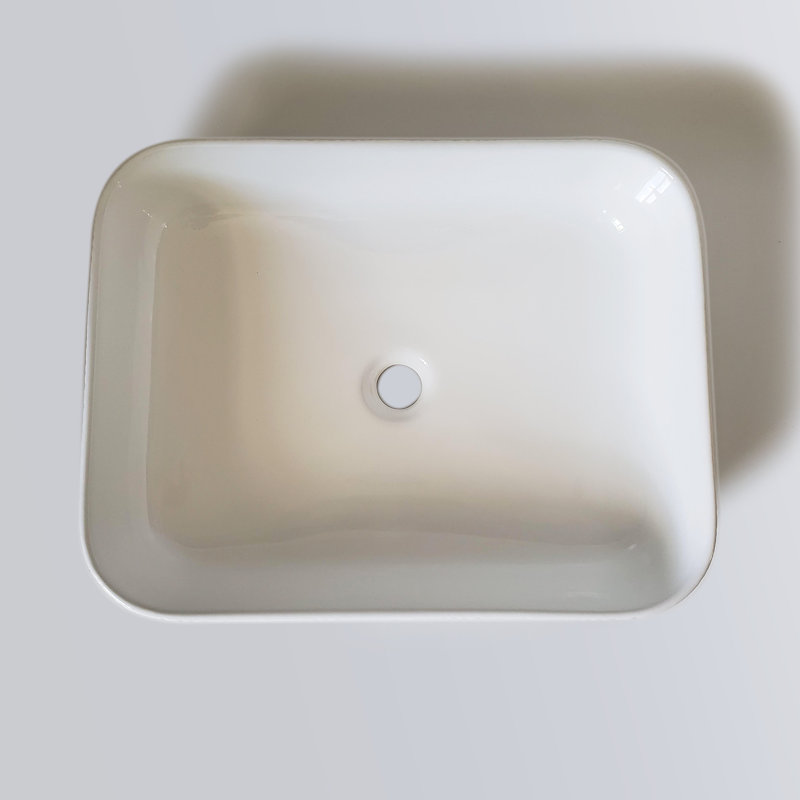 Lavabo de salle de bain vasque rectangulaire en porcelaine vitrifiée blanche