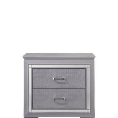 Nightstand - Two Drawer Gray Bedside Table