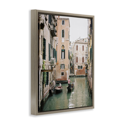 Canal Gondolas Scene Framed Floater Canvas Wall Art by Justine Milton