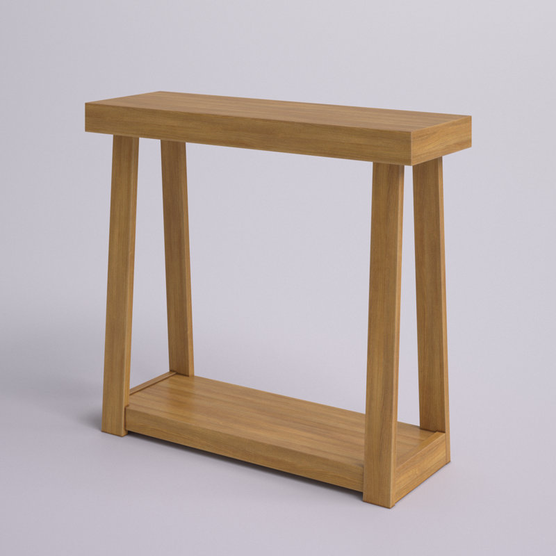 Beckett Solid Wood Console Table with Shelf, Pecan Brown, 32" H x 36" W x 12" D
