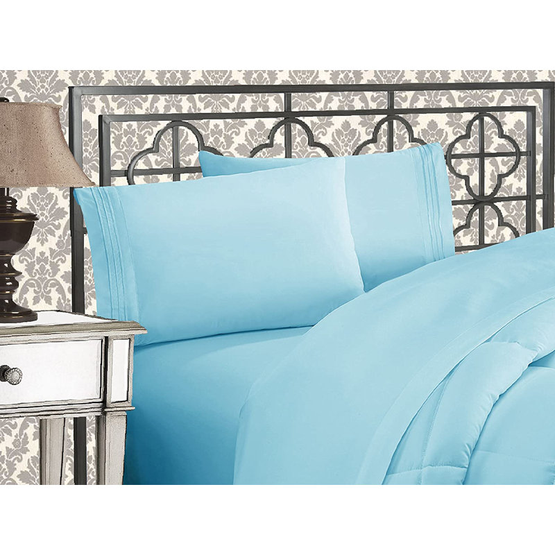 Microfiber Sheet Set, Aqua, Queen