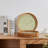 Round Rattan Tray With Mother Of Pearl Inlay, Rattan Serving Tray With Wooden Base, Decorative Wicker Basket For Table Decor, Storage And Display Of Coffee Bread Food Fruit (Leaf)