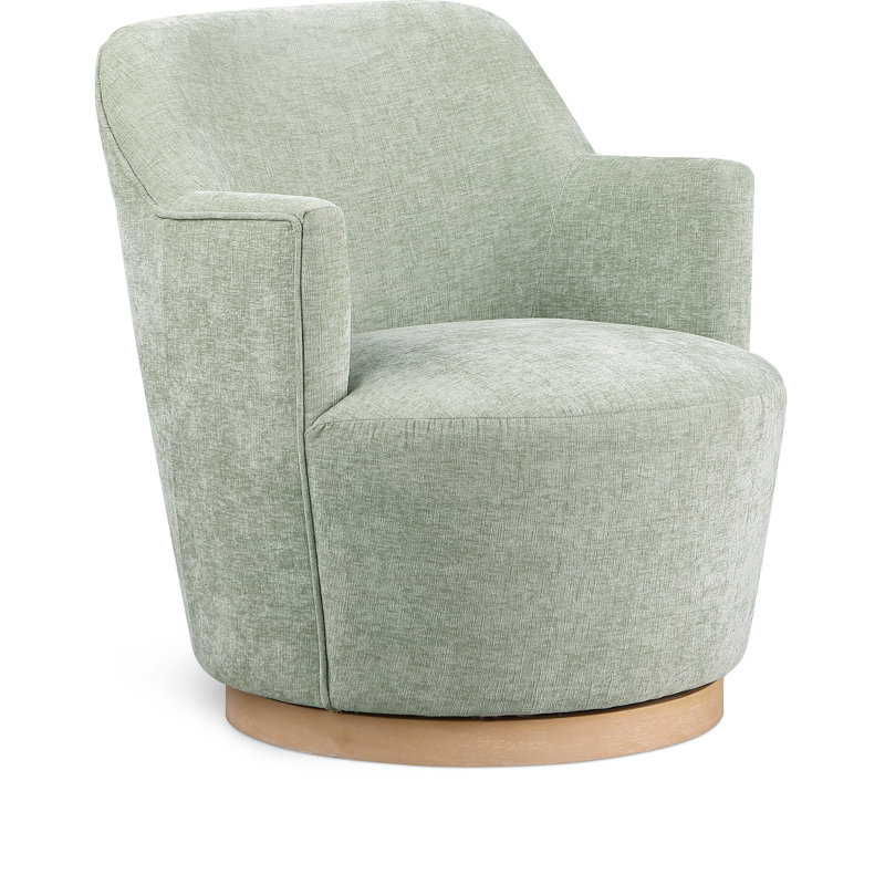 Fauteuil pivotant rembourré Hudnut, Tissu chenille menthe