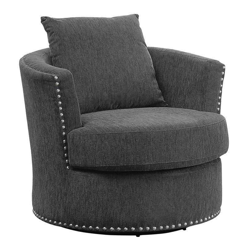Fauteuil pivotant Casmin, Polyester 100 % gris foncé