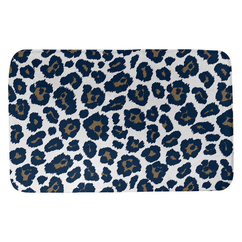 Tapis pour salle de bain New York fly back foot, H 0,5 po x l 21 po x L 34 po, Blanc / or New Century / bleu Milennium