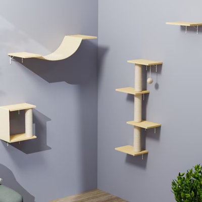 Modern Wall-Mounted Cat Furniture - 4pcs