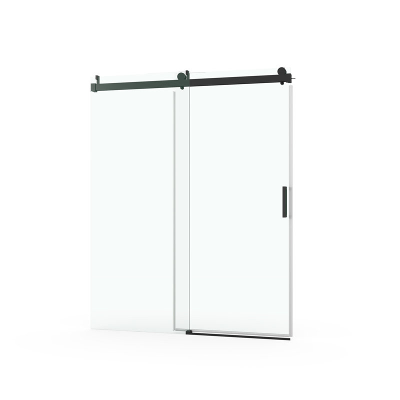 Douche de 60 po x 76 po, verre trempé, noir mat, verre de calibre 55 à 60 po x 76 po