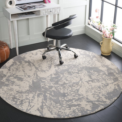 Tapis gris / ivoire en laine / coton touffeté à la main Socorro