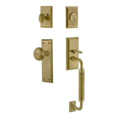 Fifth Avenue Handleset with Single Cylinder Deadbolt and C Grip with Fifth Avenue Knob